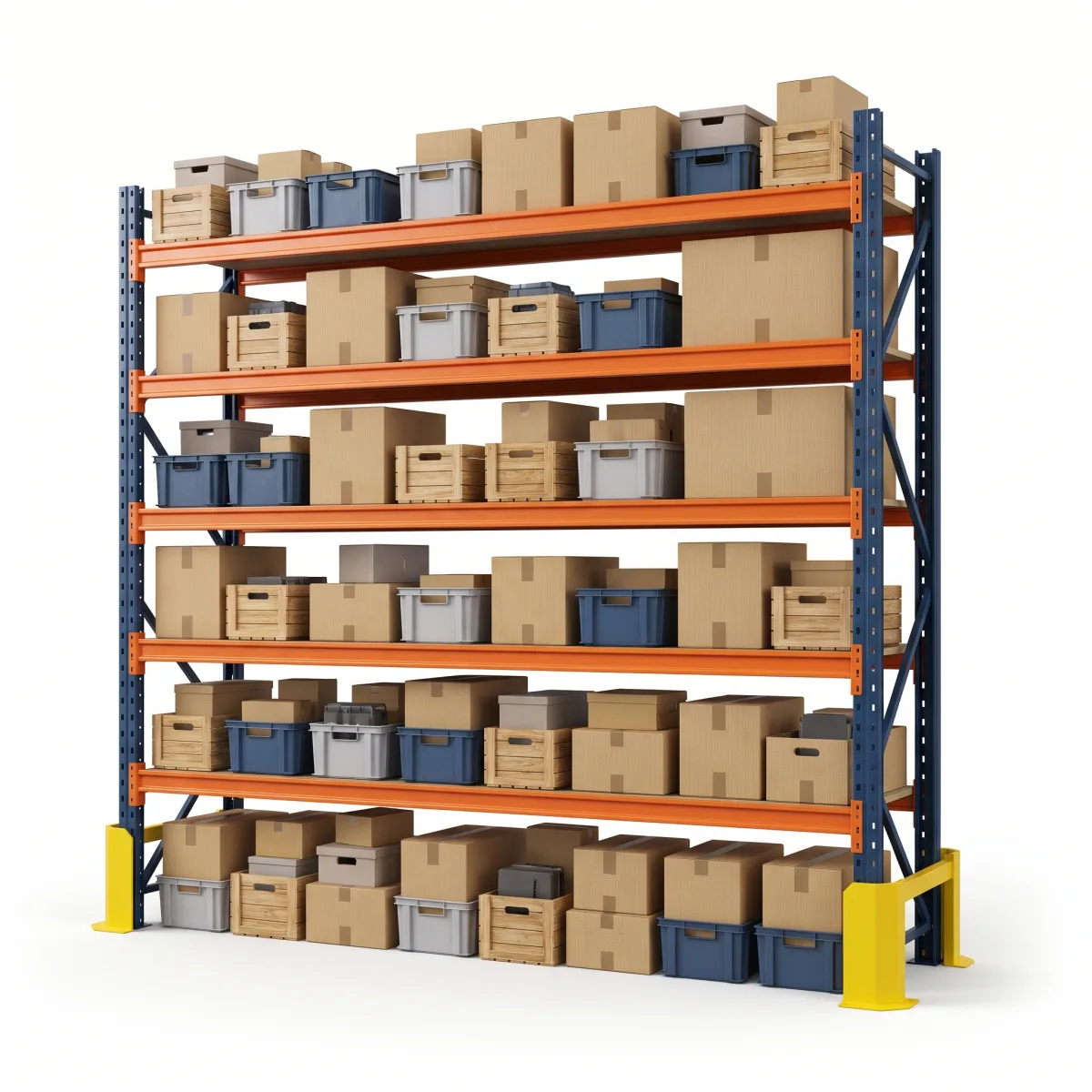 Prateleira Porta Pallet 1500 kg · 5 Níveis · 255x269 cm Azul/Laranja 2