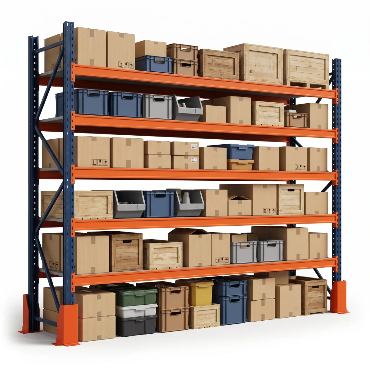 Prateleira Porta Pallet 1500 kg · 5 Níveis · 255x269 cm Azul/Laranja 5