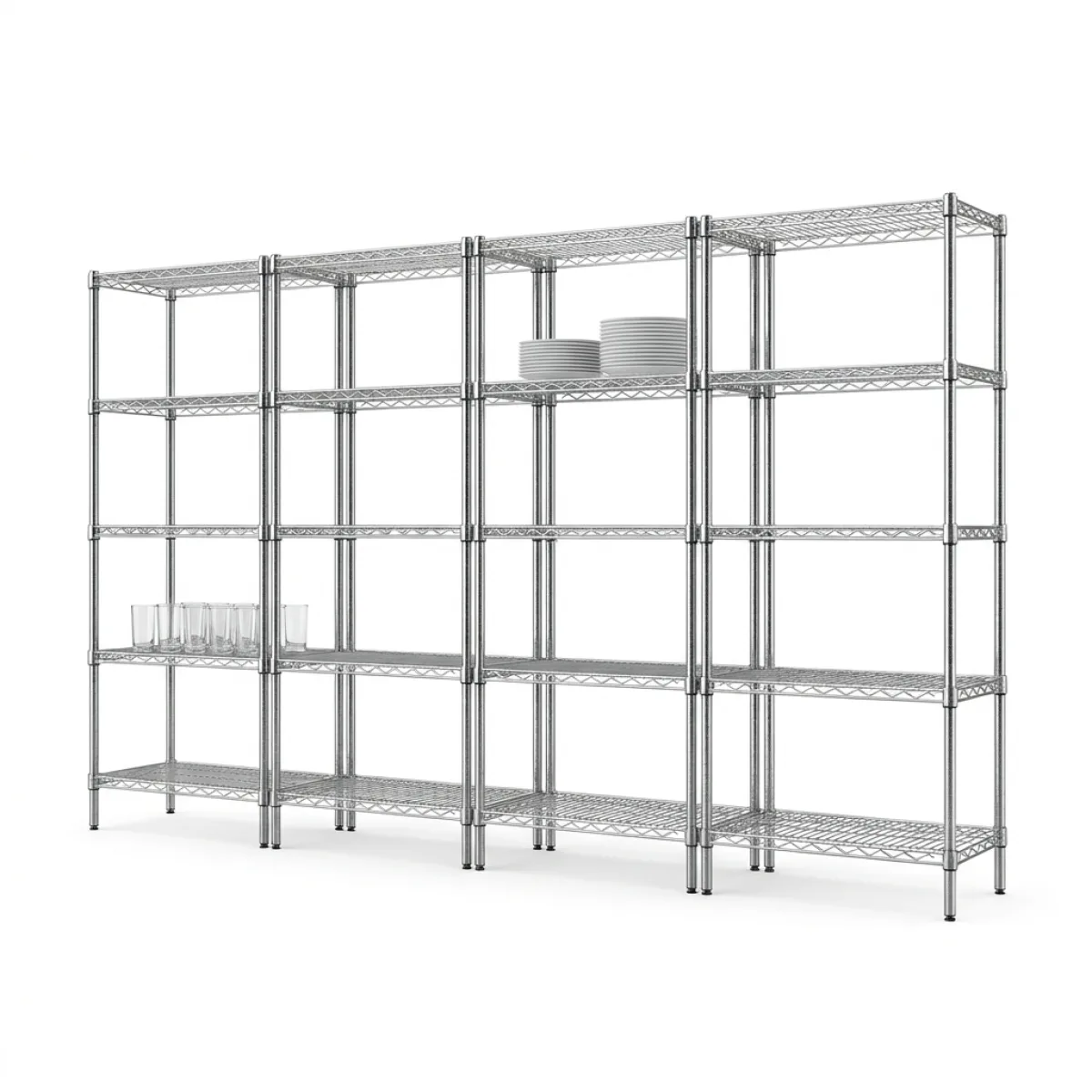 Prateleira Cromada Aramada 4 Módulos · 180x120x45 cm · 150 kg