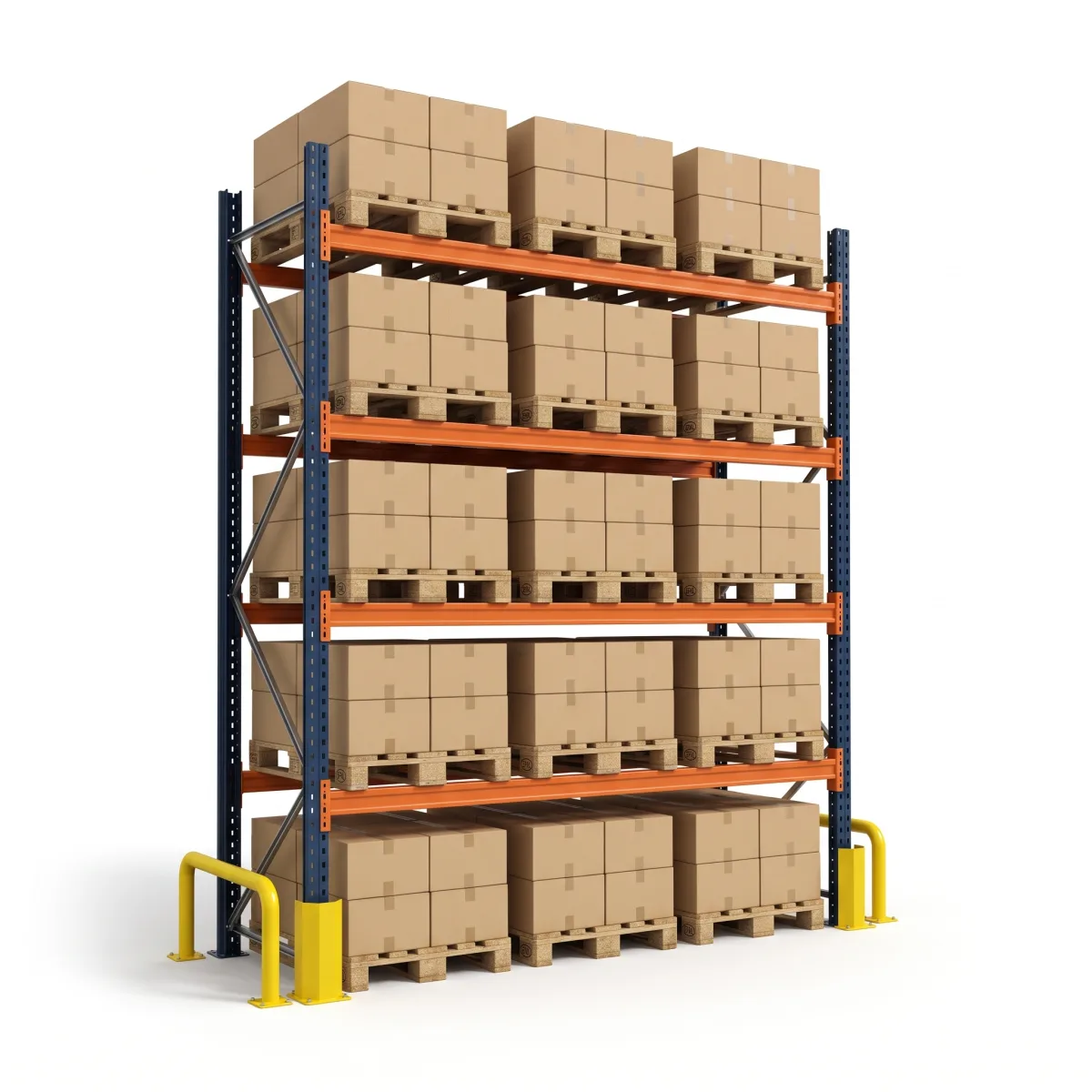 Prateleiras de Ferro Industrial 1500 kg · 4 Níveis · 353x269 cm Azul/Laranja 4