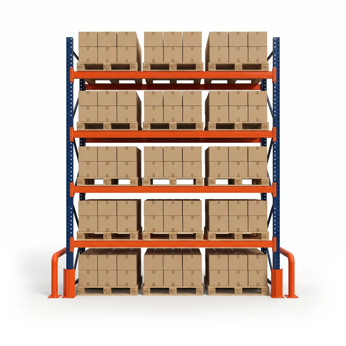 Prateleiras de Ferro Industrial 1500 kg · 4 Níveis · 353x269 cm Azul/Laranja 7