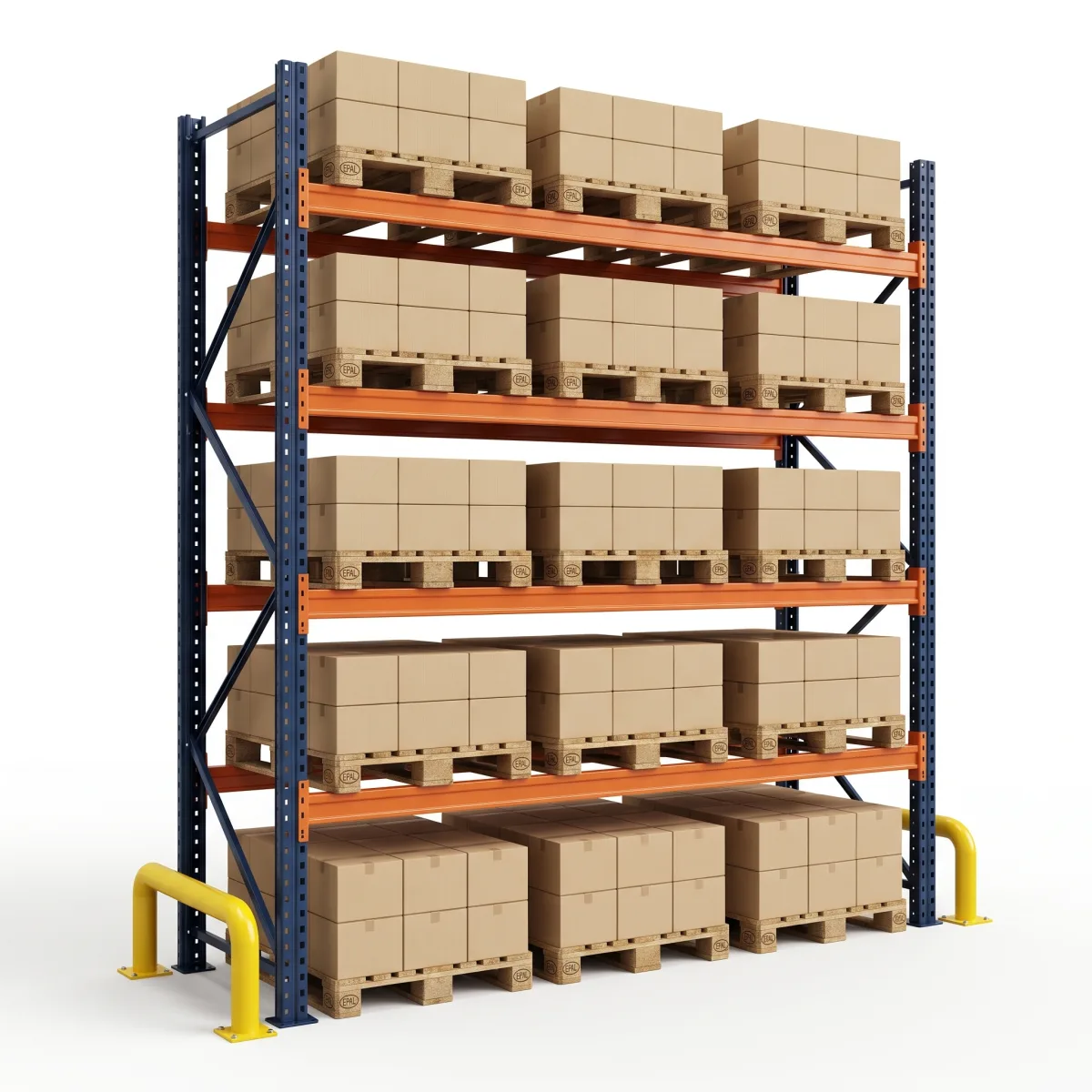 Prateleiras de Ferro Industrial 1500 kg · 4 Níveis · 353x269 cm Azul/Laranja 3