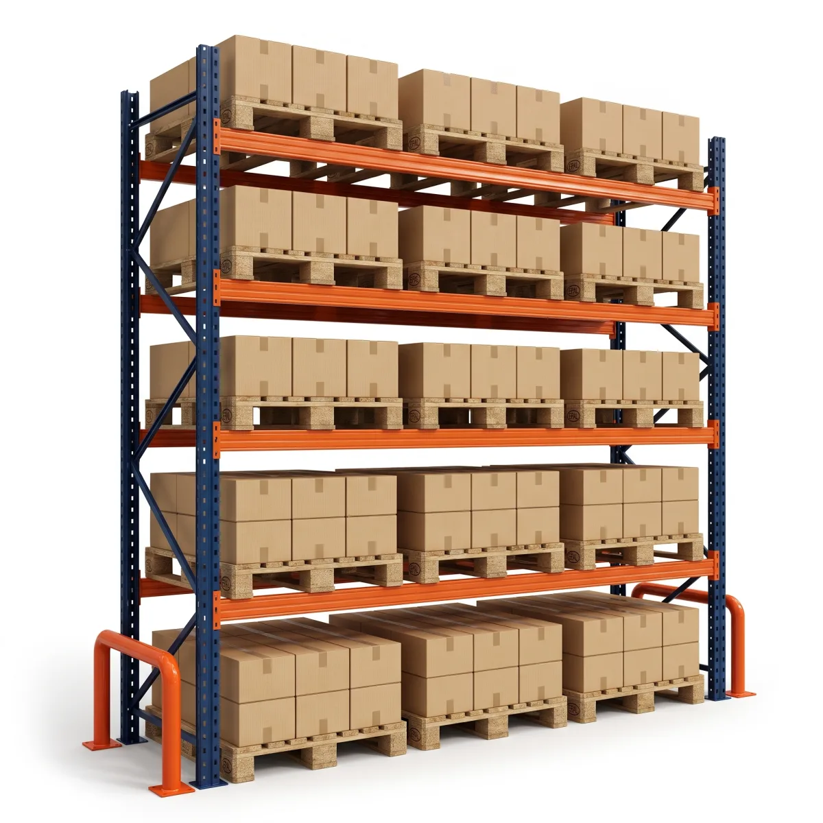 Prateleiras de Ferro Industrial 1500 kg · 4 Níveis · 353x269 cm Azul/Laranja 6