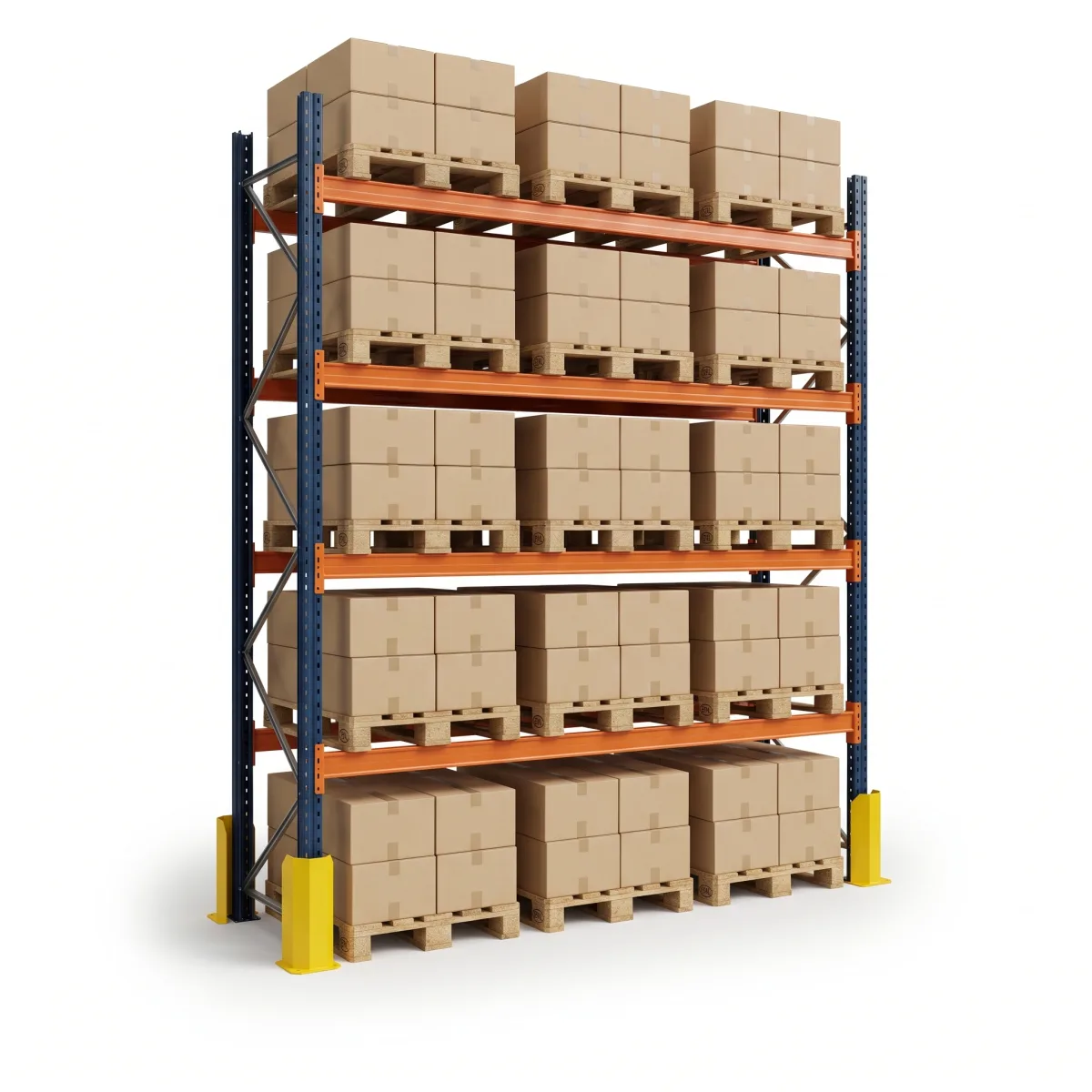 Prateleiras de Ferro Industrial 1500 kg · 4 Níveis · 353x269 cm Azul/Laranja 2