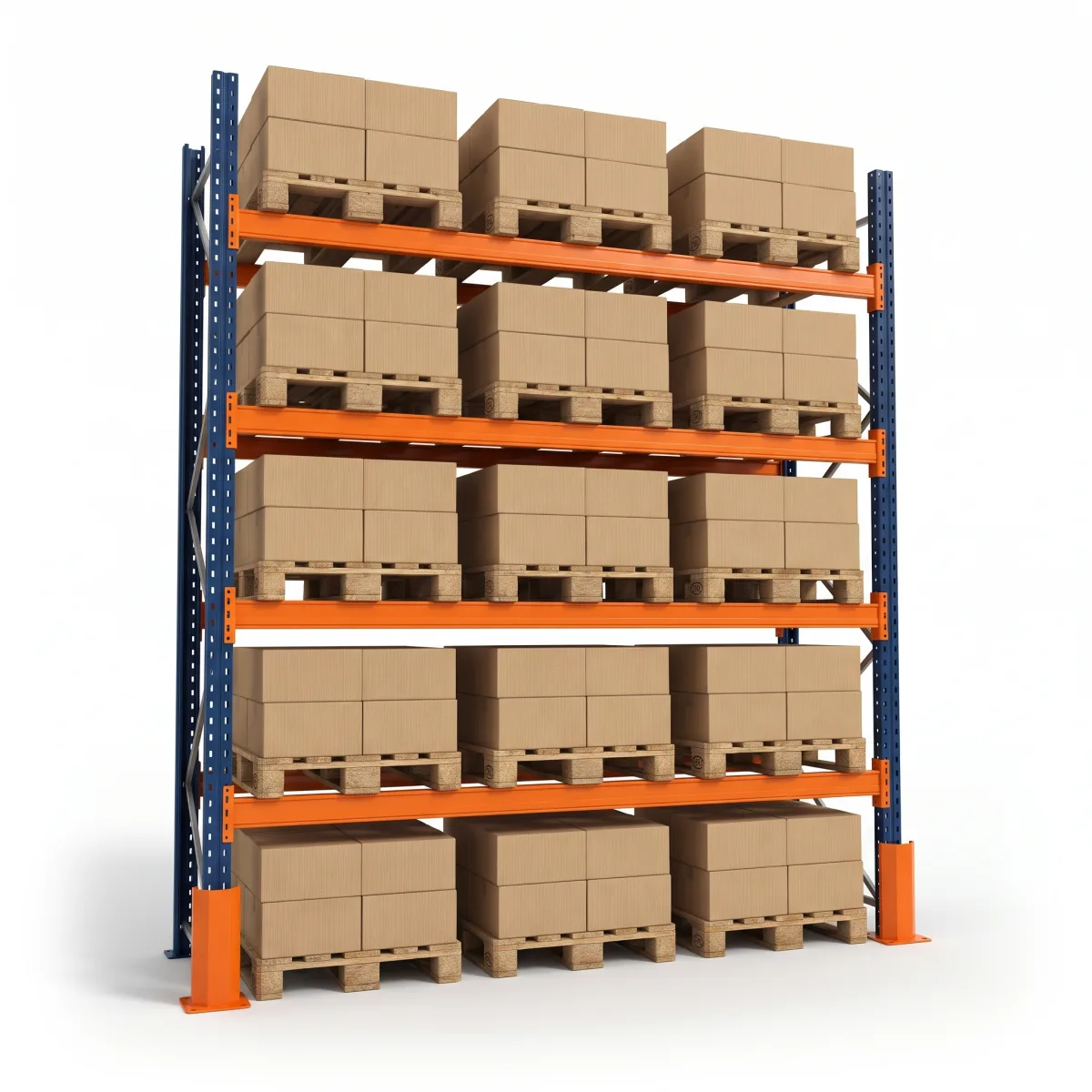 Prateleiras de Ferro Industrial 1500 kg · 4 Níveis · 353x269 cm Azul/Laranja 5