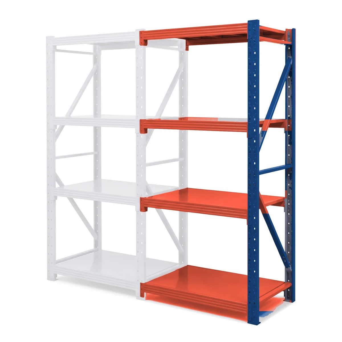 Anbaumodul für Regal · Blau/Orange · 200×200×60 · 200 kg
