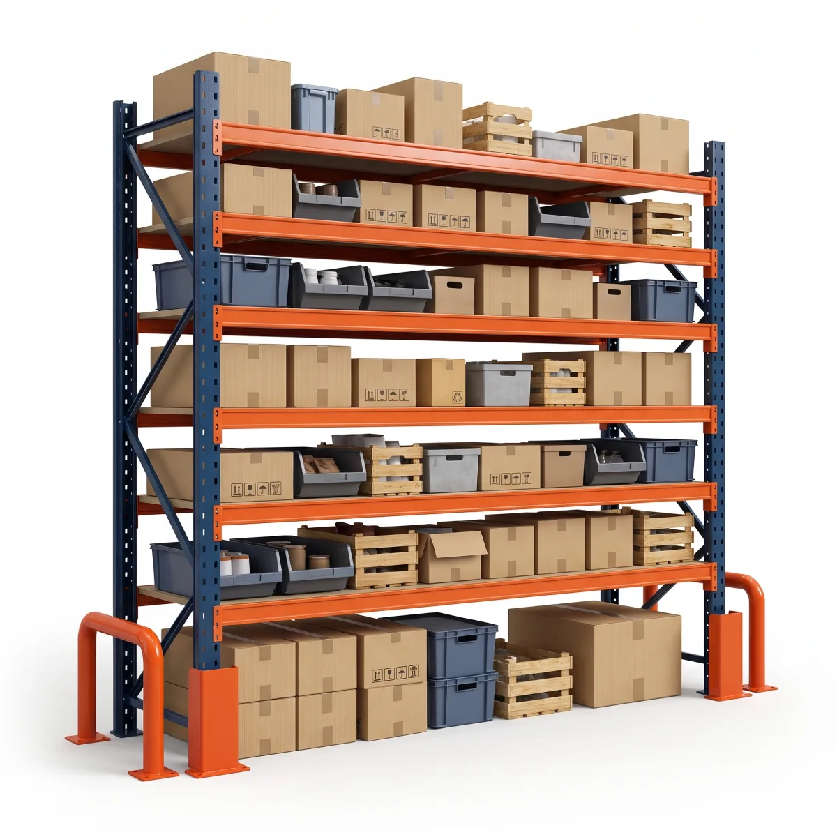 Rack para Armazenagem de Pallets 1500 kg · 6 Níveis · 255x269 cm Azul/Laranja 7