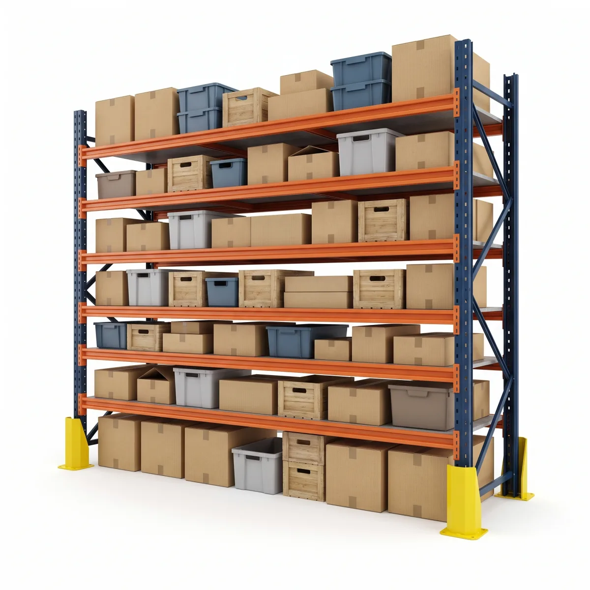 Rack para Armazenagem de Pallets 1500 kg · 6 Níveis · 255x269 cm Azul/Laranja 2