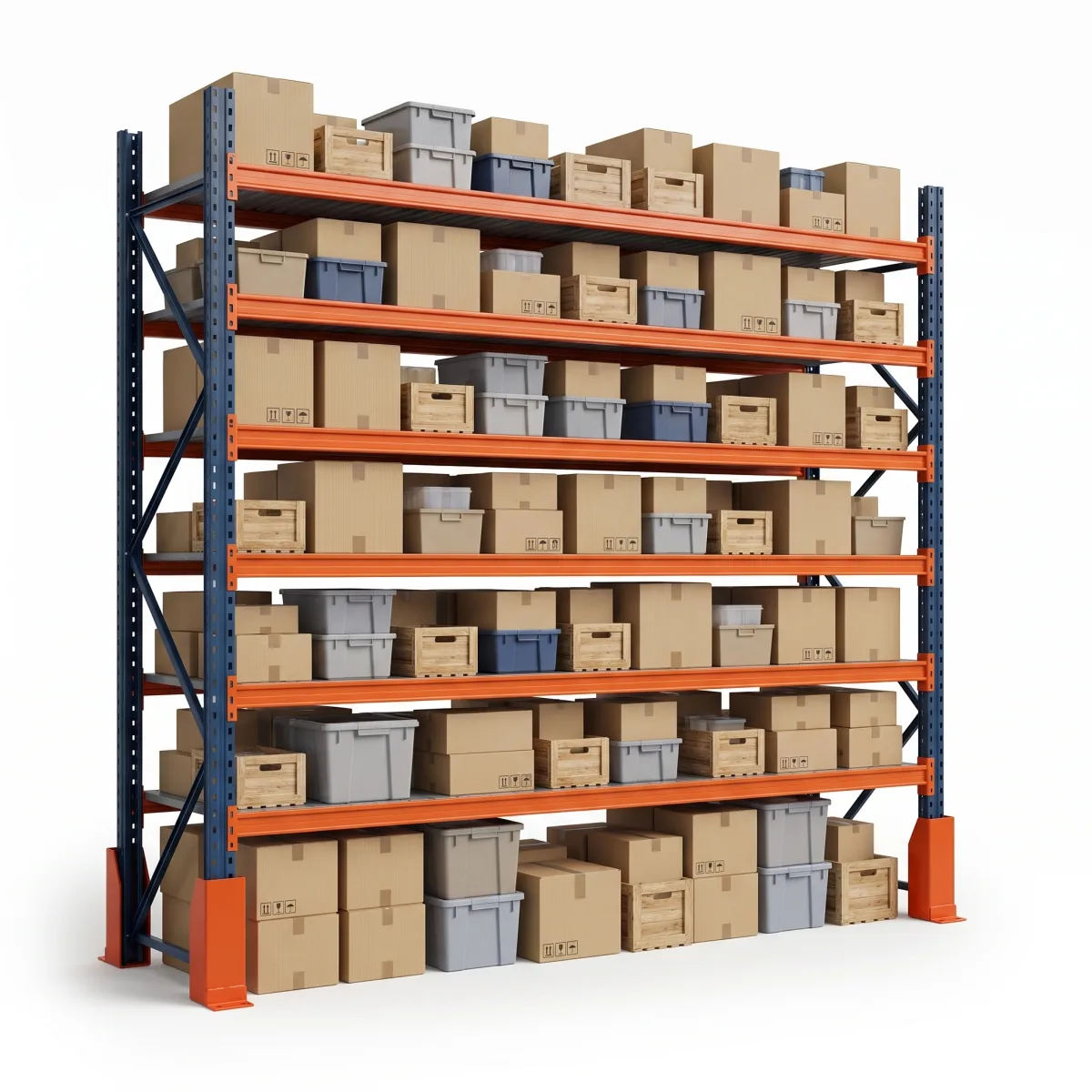 Rack para Armazenagem de Pallets 1500 kg · 6 Níveis · 255x269 cm Azul/Laranja 5