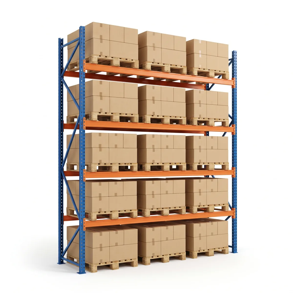 Palettier métallique lourd 1000 kg · 4 niveaux · 353x269 cm Bleu/Orange 16