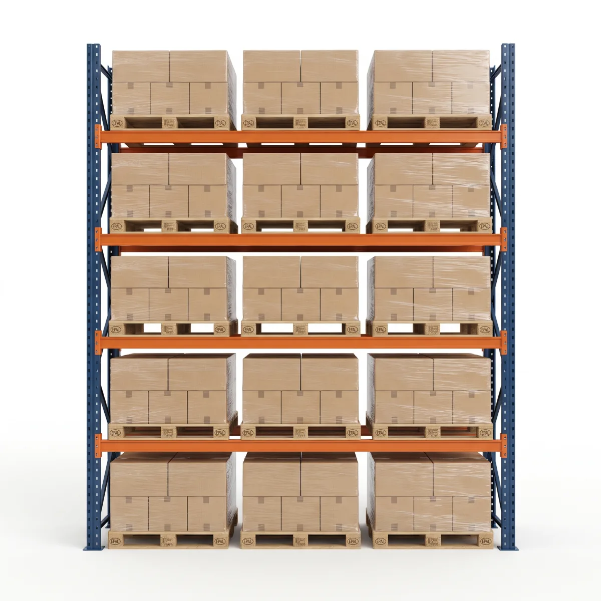 Palettier métallique lourd 1000 kg · 4 niveaux · 353x269 cm Bleu/Orange 14