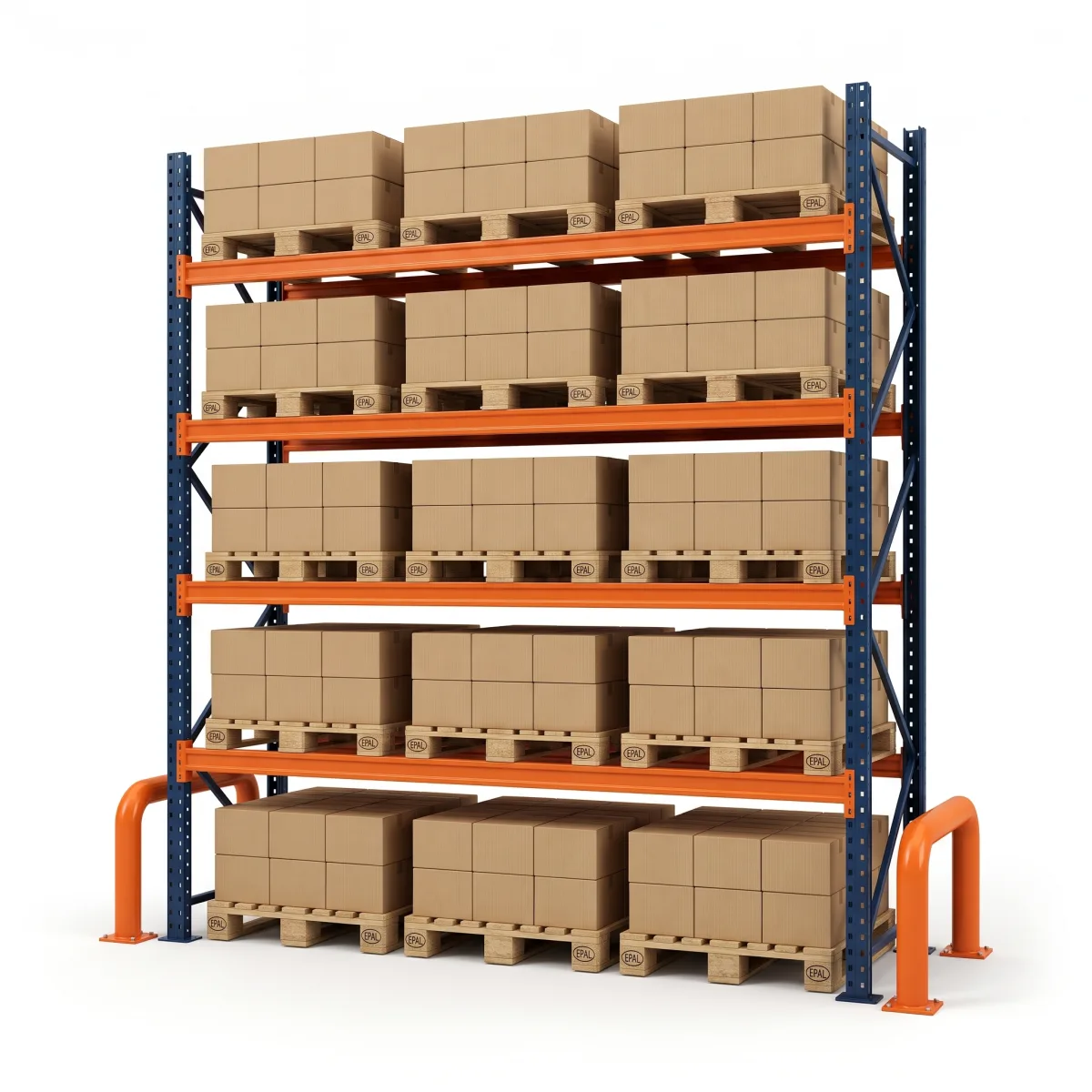 Palettier métallique lourd 1000 kg · 4 niveaux · 353x269 cm Bleu/Orange 6