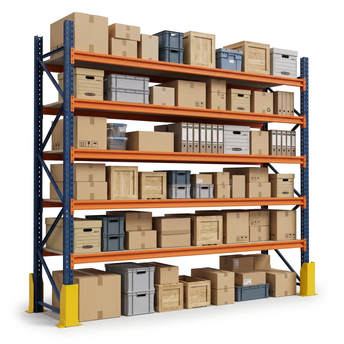 Étagère de stockage industrielle 1000 kg · 5 niveaux · 255x269 cm Bleu/Orange 2