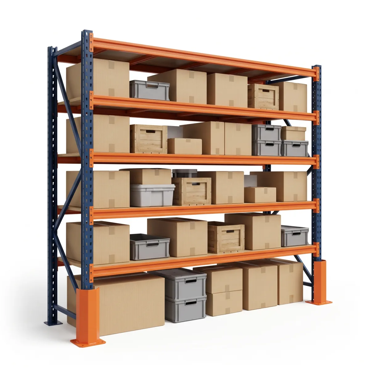 Étagère de stockage industrielle 1000 kg · 5 niveaux · 255x269 cm Bleu/Orange 5