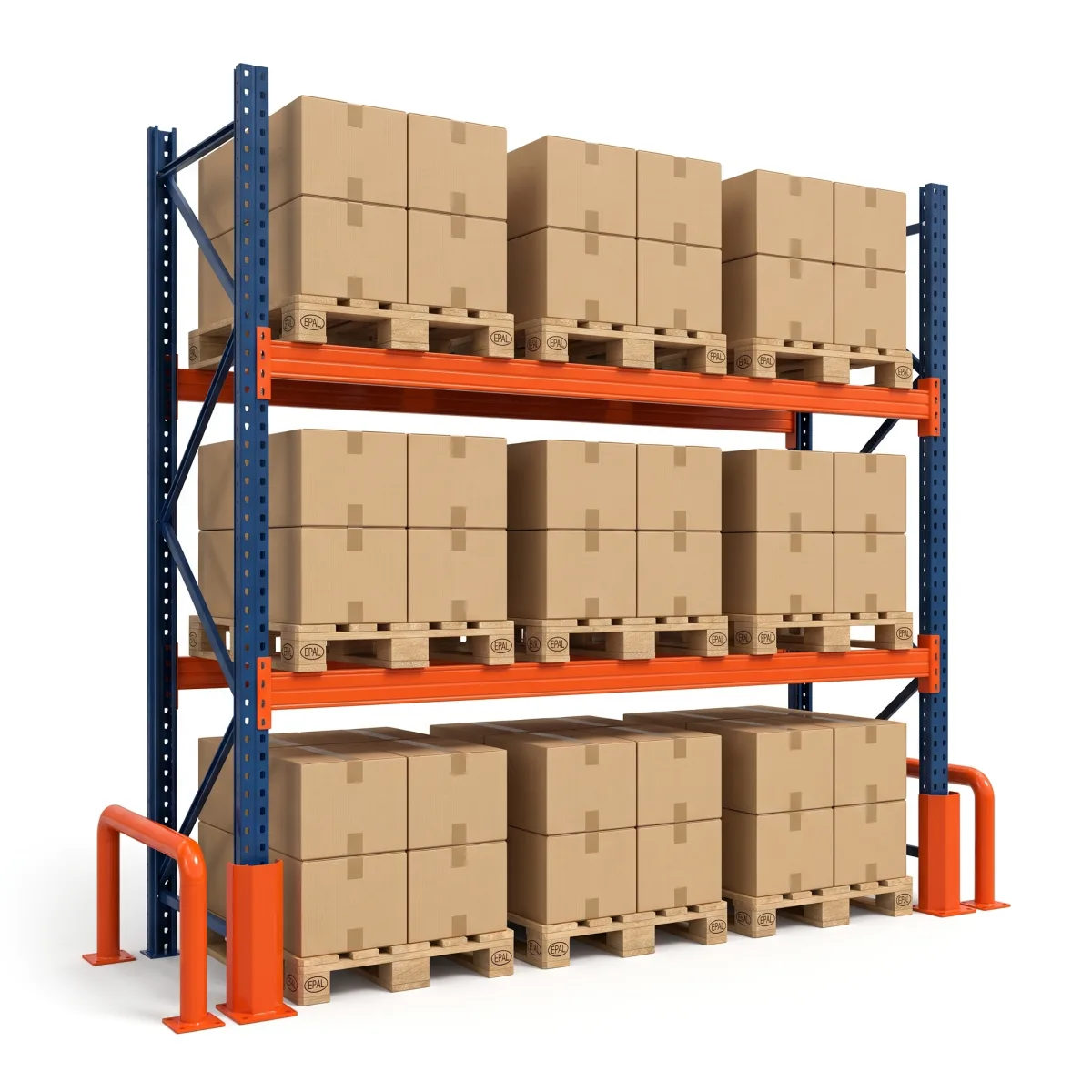 Prateleiras de Estoque Industrial 1500 kg · 2 Níveis · 353x269 cm Azul/Laranja 7