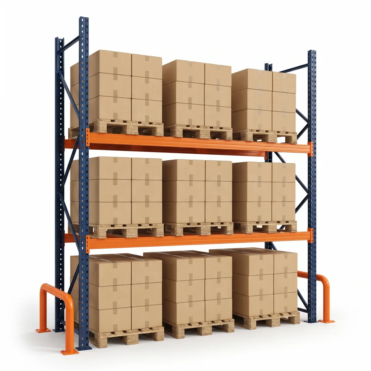 Prateleiras de Estoque Industrial 1500 kg · 2 Níveis · 353x269 cm Azul/Laranja 6