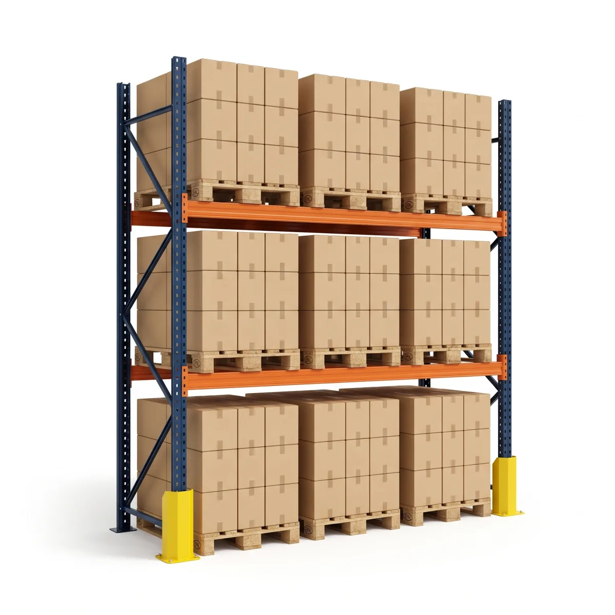 Prateleiras de Estoque Industrial 1500 kg · 2 Níveis · 353x269 cm Azul/Laranja 2