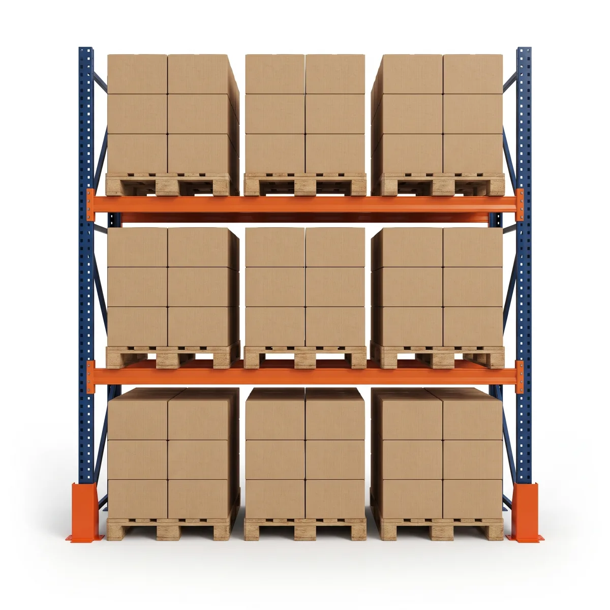 Prateleiras de Estoque Industrial 1500 kg · 2 Níveis · 353x269 cm Azul/Laranja 5