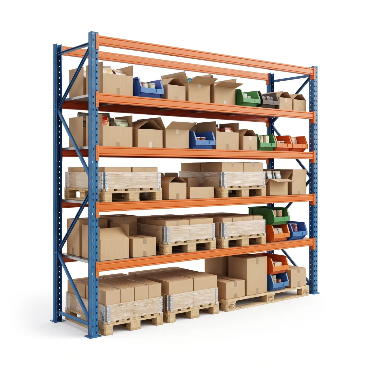Prateleiras de Aço para Paletes 1000 kg · 5 Níveis · 353x184 cm Azul/Laranja 15