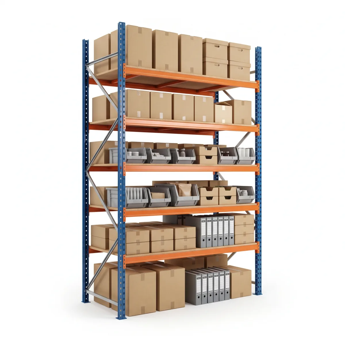 Prateleiras de Aço para Paletes 1000 kg · 5 Níveis · 353x184 cm Azul/Laranja 14