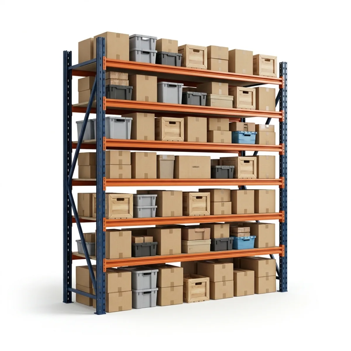 Rack modulaire industriel 1000 kg · 6 niveaux · 255x184 cm Bleu/Orange 10