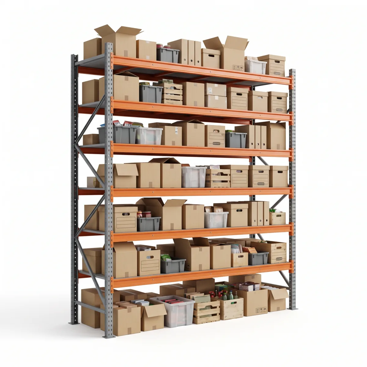 Rack modulaire industriel 1000 kg · 6 niveaux · 255x184 cm Bleu/Orange 9