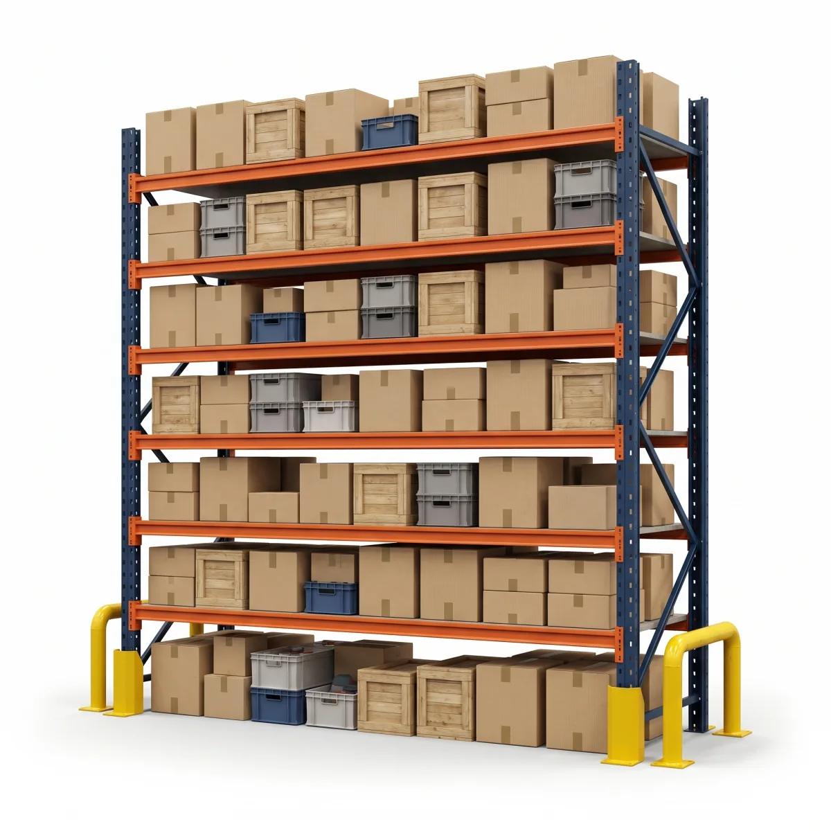 Rack modulaire industriel 1000 kg · 6 niveaux · 255x184 cm Bleu/Orange 4