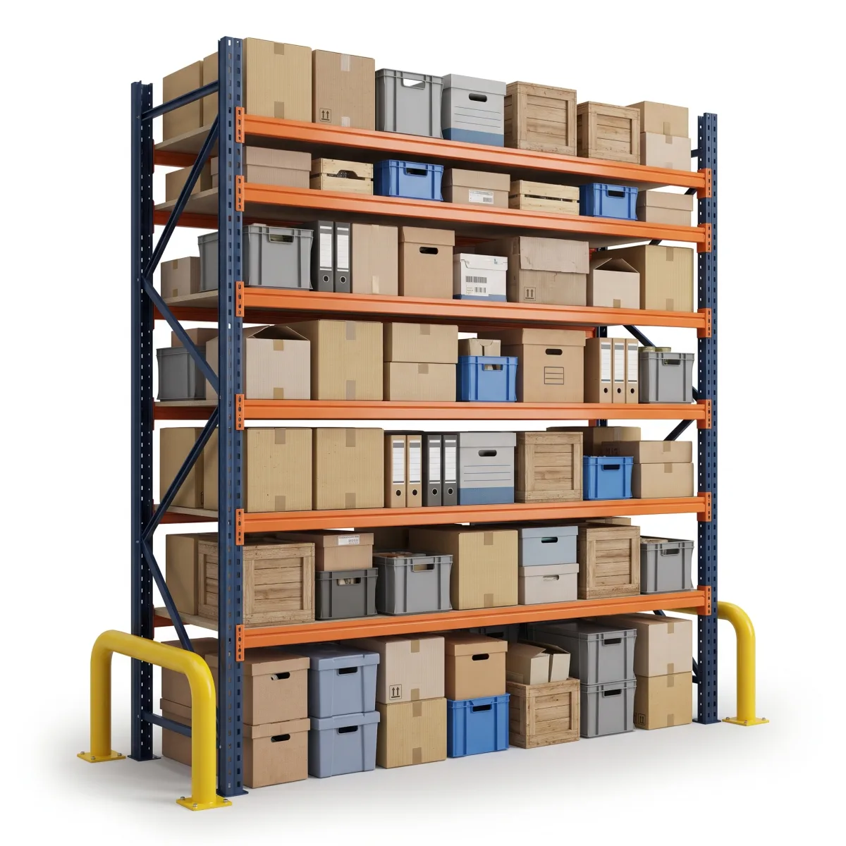 Rack modulaire industriel 1000 kg · 6 niveaux · 255x184 cm Bleu/Orange 3