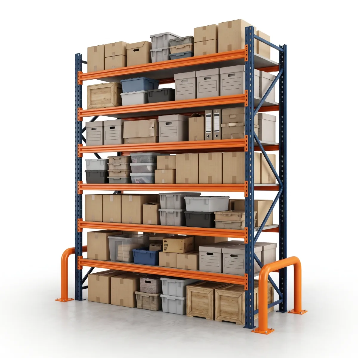 Rack modulaire industriel 1000 kg · 6 niveaux · 255x184 cm Bleu/Orange 6