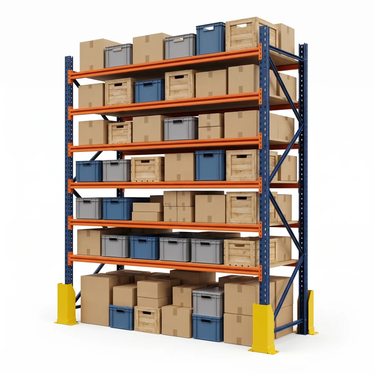 Rack modulaire industriel 1000 kg · 6 niveaux · 255x184 cm Bleu/Orange 2