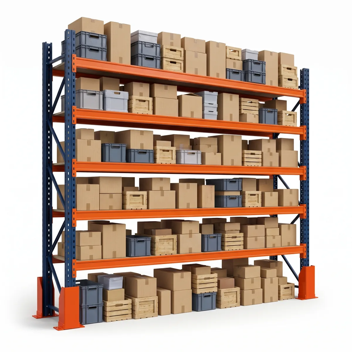 Rack modulaire industriel 1000 kg · 6 niveaux · 255x184 cm Bleu/Orange 5
