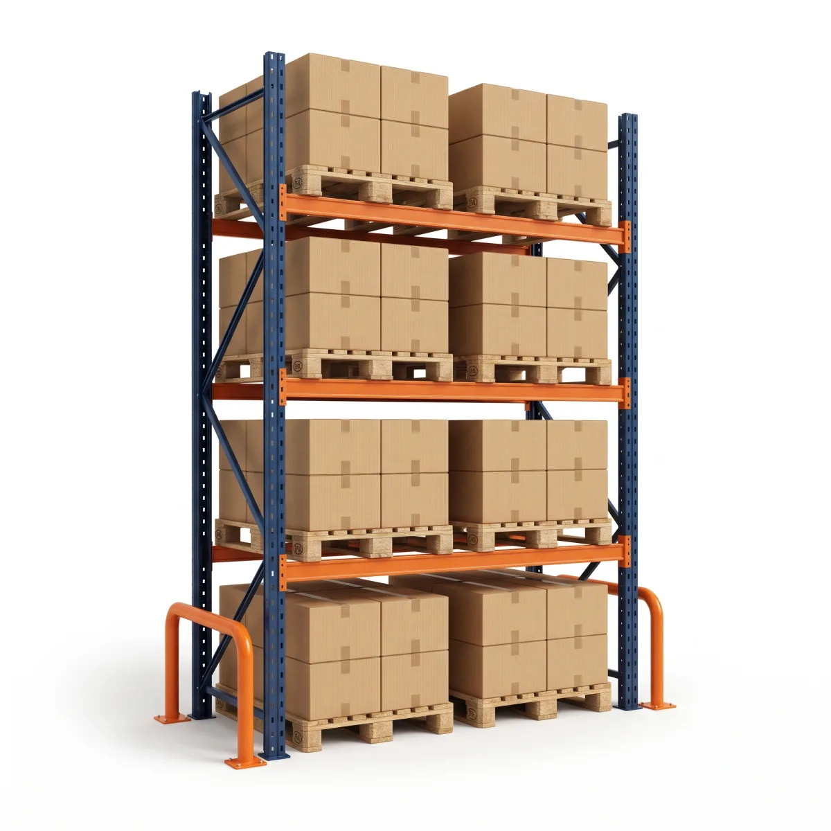 Rack para Pallets 1000 kg · 3 Níveis · 353x184x100 cm · 2 paletes Azul/Laranja 6