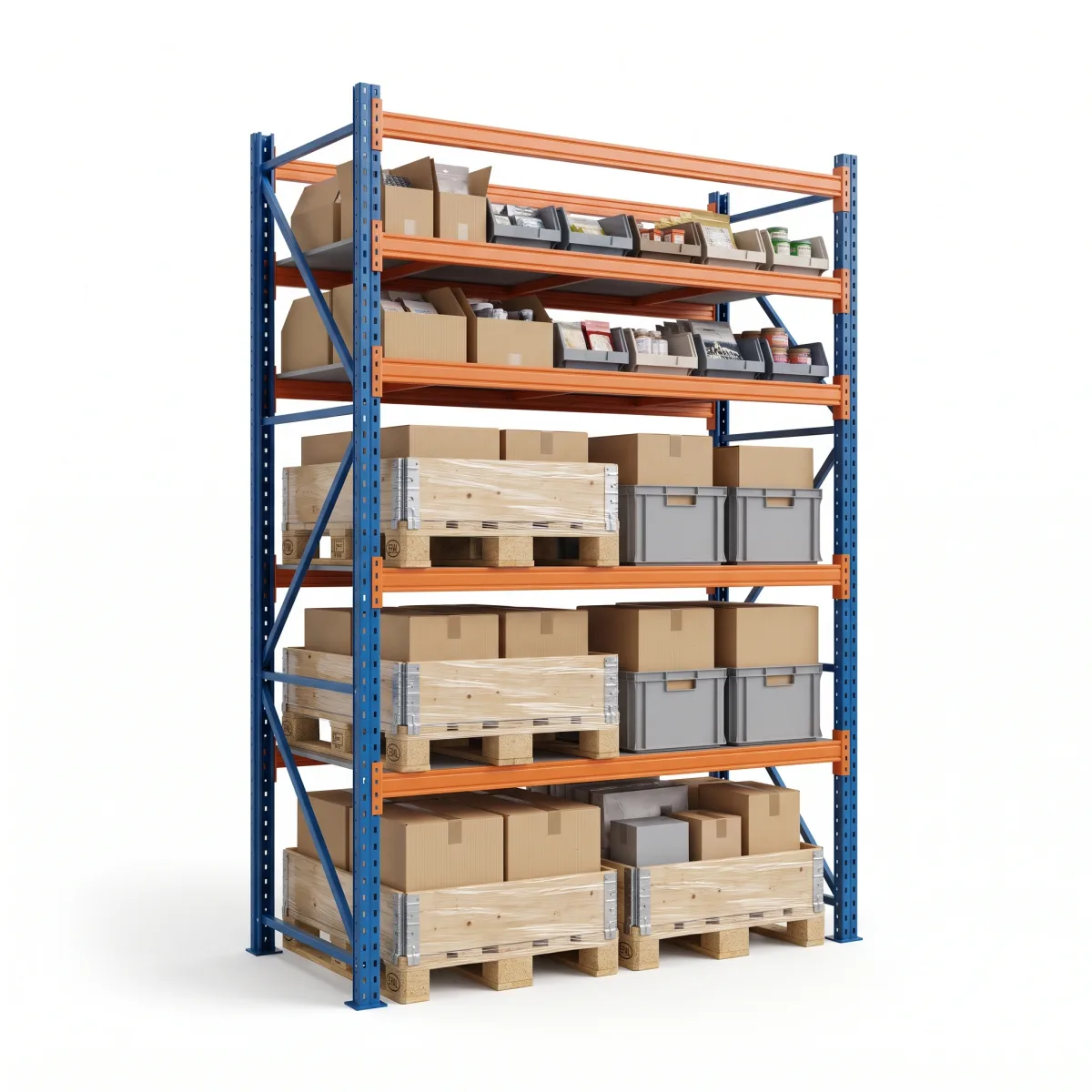 Rayonnage lourd pour palettes 1000 kg · 4 niveaux · 353x184 cm Bleu/Orange 16