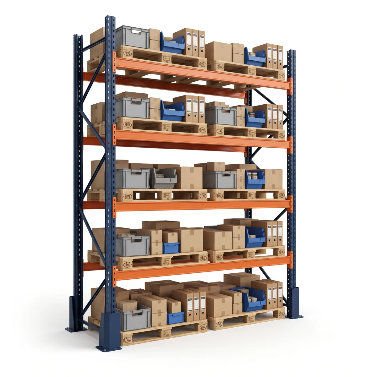 Rayonnage lourd pour palettes 1000 kg · 4 niveaux · 353x184 cm Bleu/Orange 15