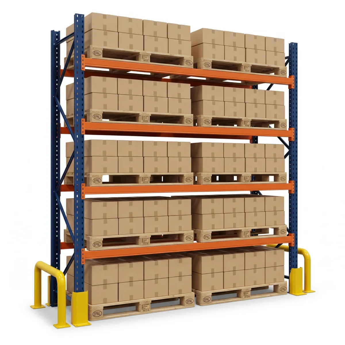 Rayonnage lourd pour palettes 1000 kg · 4 niveaux · 353x184 cm Bleu/Orange 4