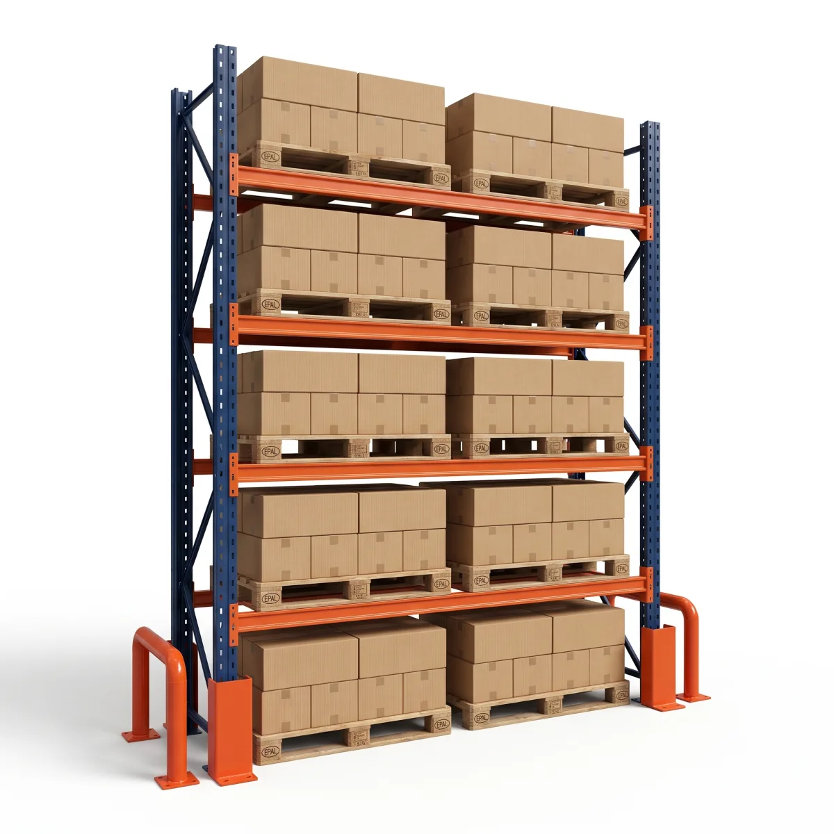 Rayonnage lourd pour palettes 1000 kg · 4 niveaux · 353x184 cm Bleu/Orange 7