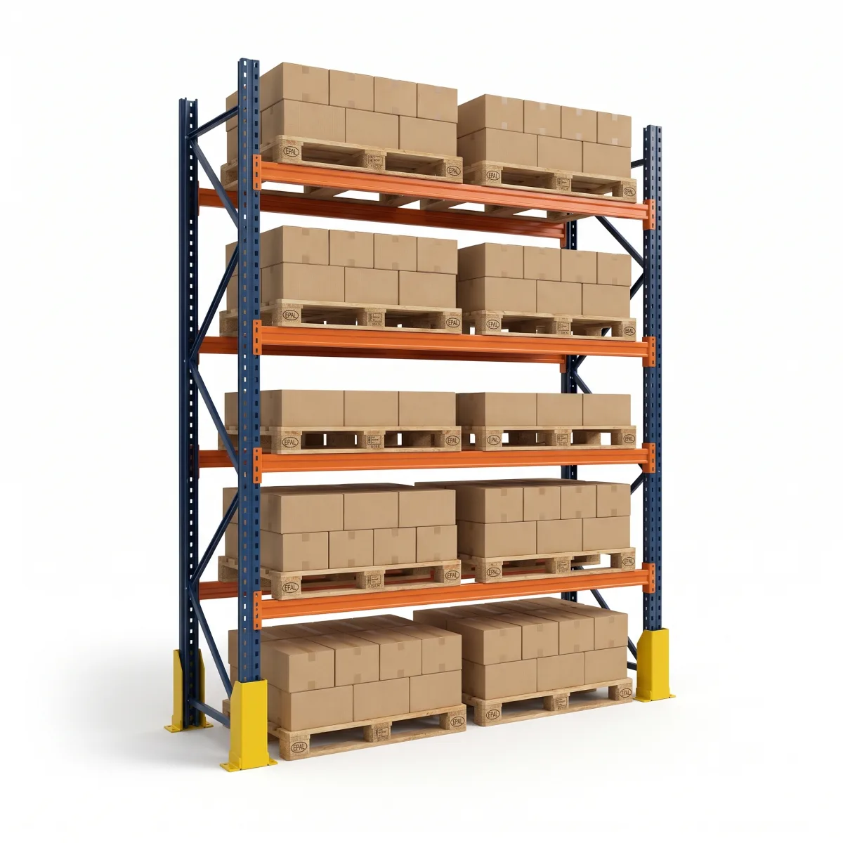 Rayonnage lourd pour palettes 1000 kg · 4 niveaux · 353x184 cm Bleu/Orange 2