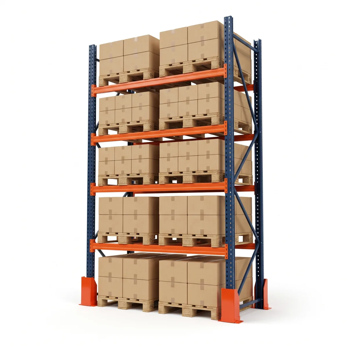 Rayonnage lourd pour palettes 1000 kg · 4 niveaux · 353x184 cm Bleu/Orange 5