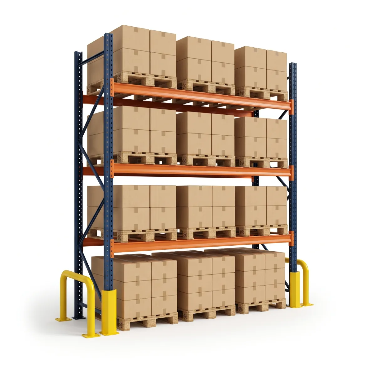 Rack palettier 1000 kg · 3 niveaux · 353x269x100 cm · 3 palettes Bleu/Orange 4