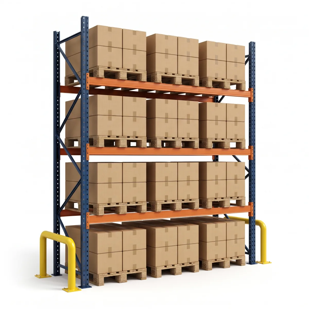 Rack palettier 1000 kg · 3 niveaux · 353x269x100 cm · 3 palettes Bleu/Orange 3