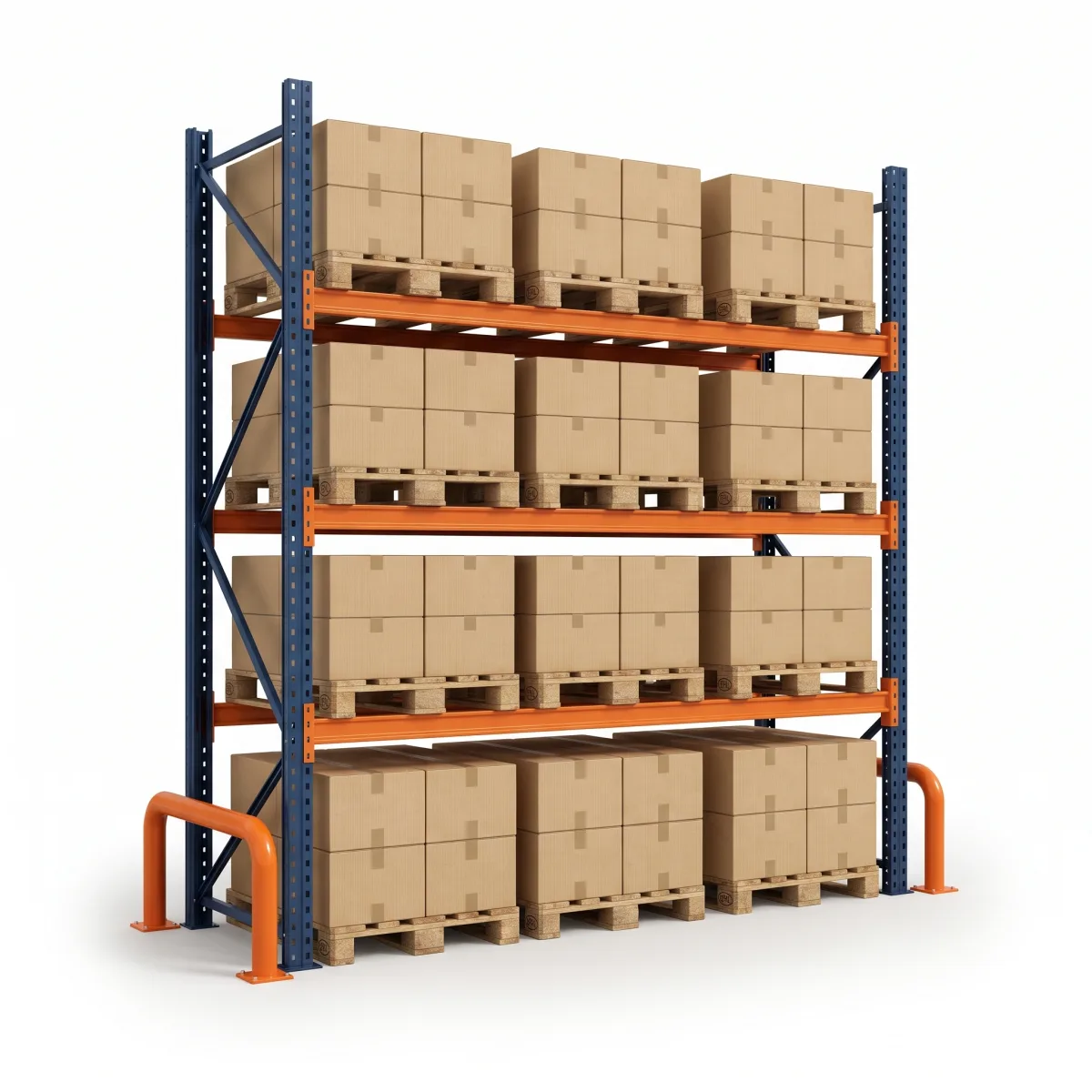 Rack palettier 1000 kg · 3 niveaux · 353x269x100 cm · 3 palettes Bleu/Orange 6