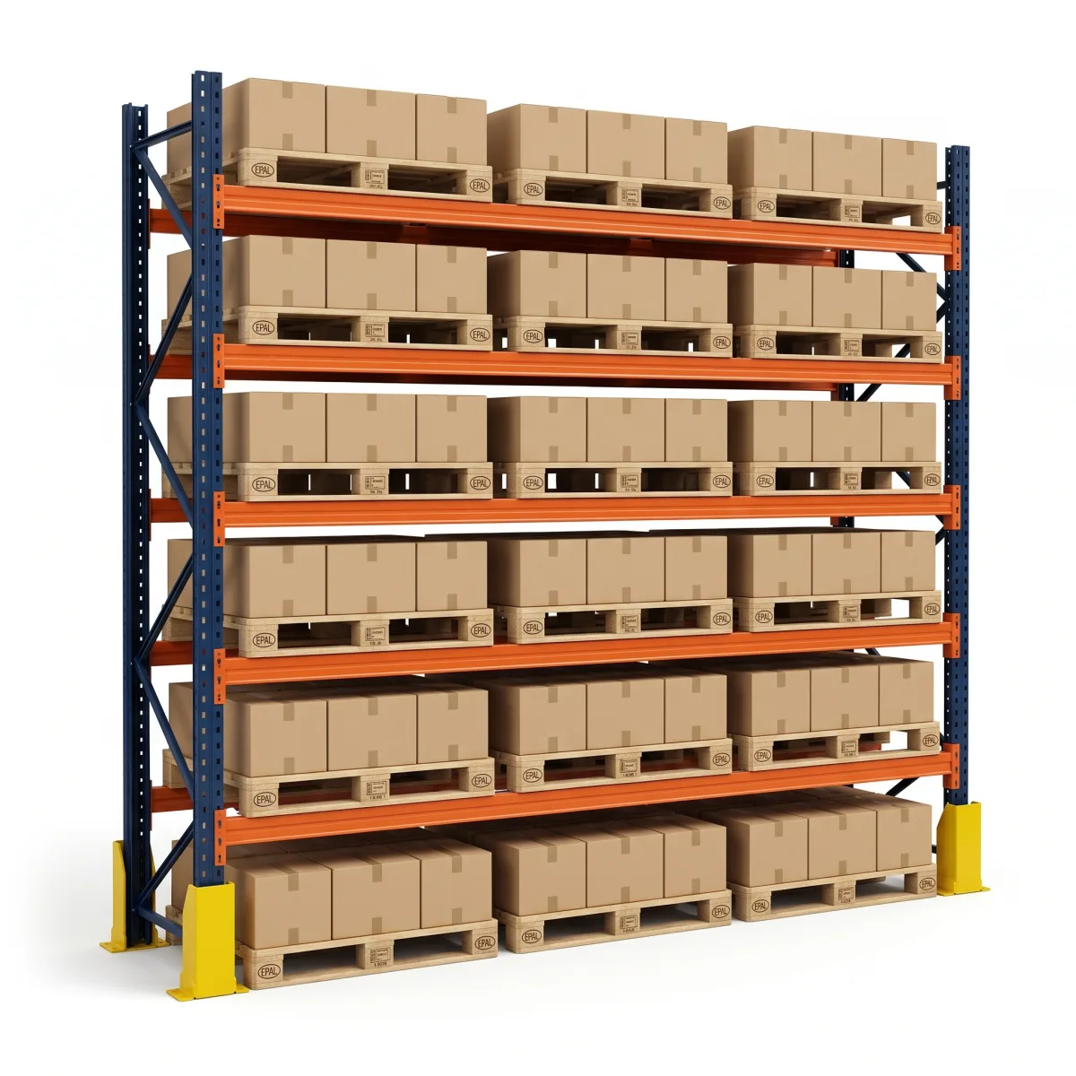 Estante de Aço Reforçada Industrial 1500 kg · 5 Níveis · 353x269 cm Azul/Laranja 2