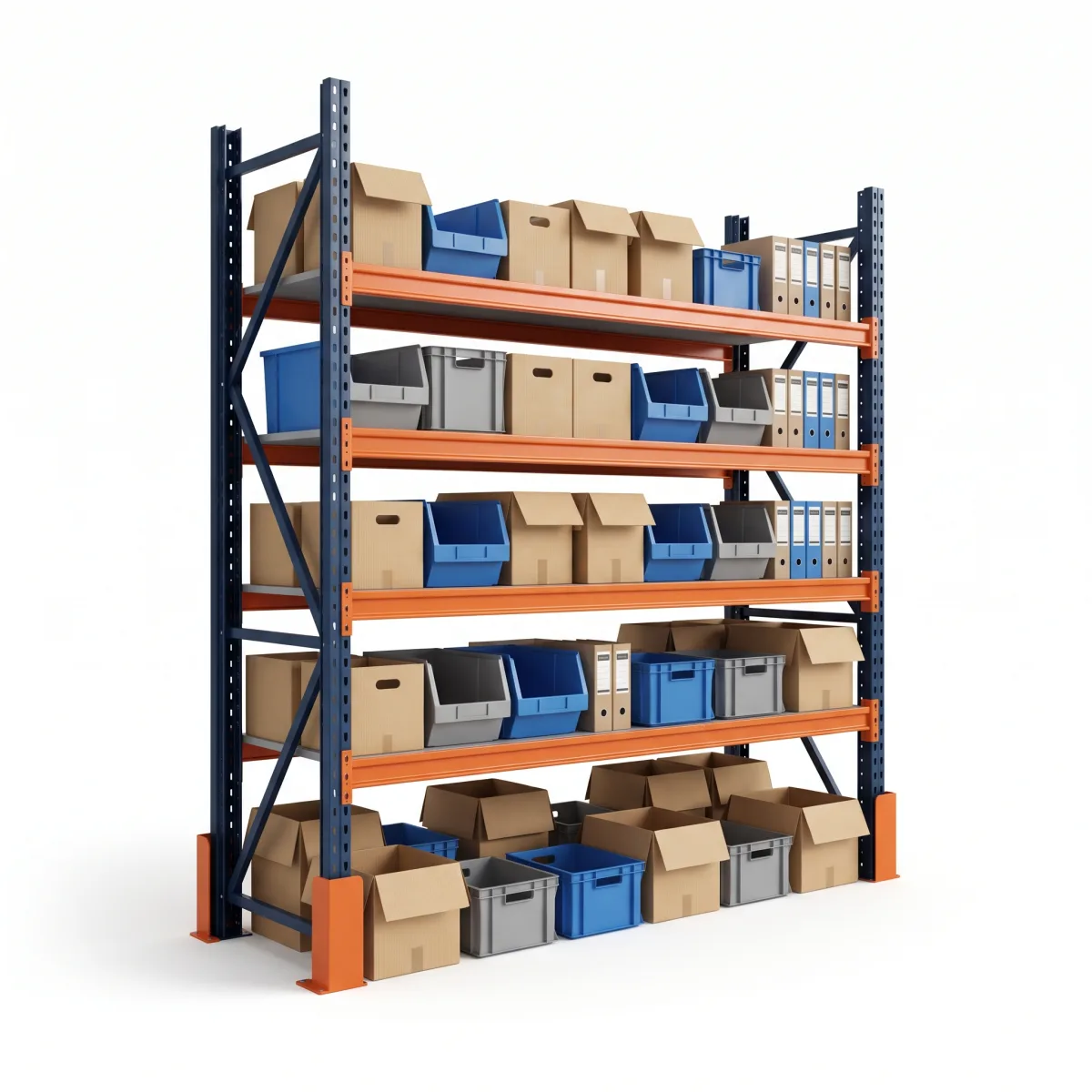 Étagère industrielle pour palettes 1000 kg · 4 niveaux · 300x184 cm Bleu/Orange 15