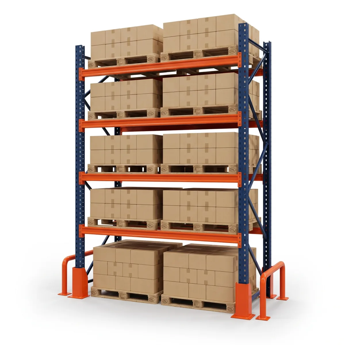 Étagère industrielle pour palettes 1000 kg · 4 niveaux · 300x184 cm Bleu/Orange 7