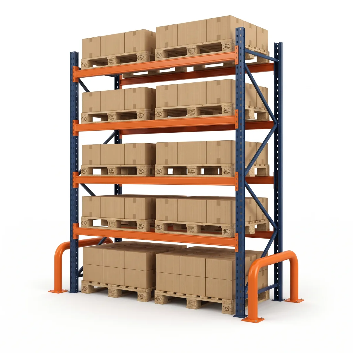 Étagère industrielle pour palettes 1000 kg · 4 niveaux · 300x184 cm Bleu/Orange 6
