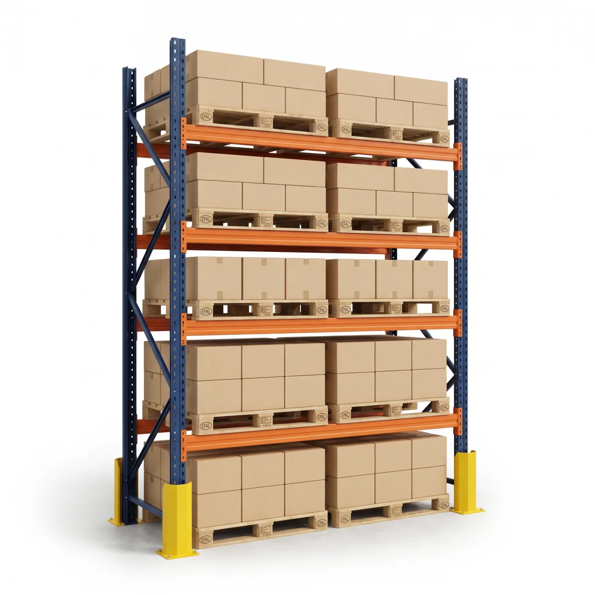 Étagère industrielle pour palettes 1000 kg · 4 niveaux · 300x184 cm Bleu/Orange 2