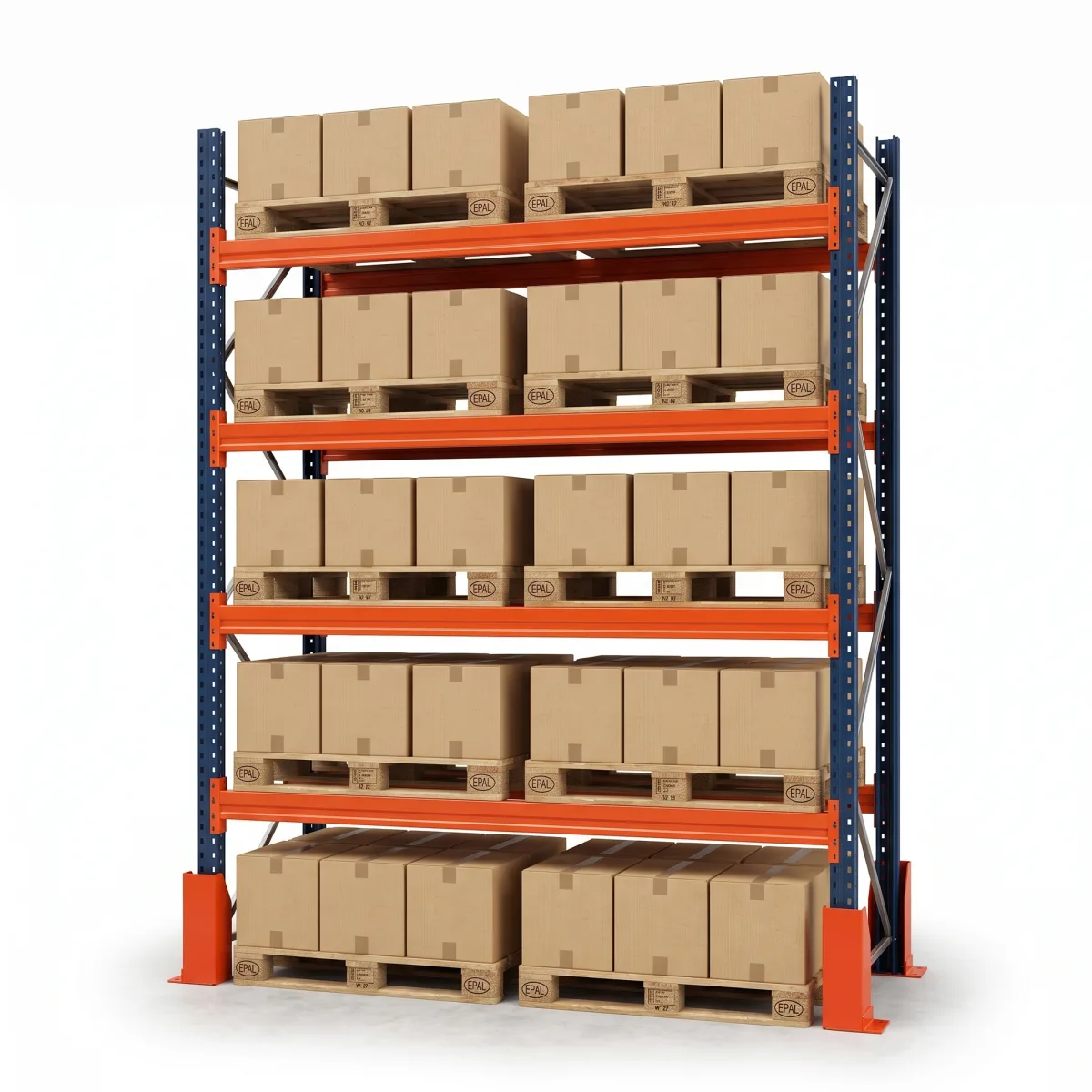 Étagère industrielle pour palettes 1000 kg · 4 niveaux · 300x184 cm Bleu/Orange 5