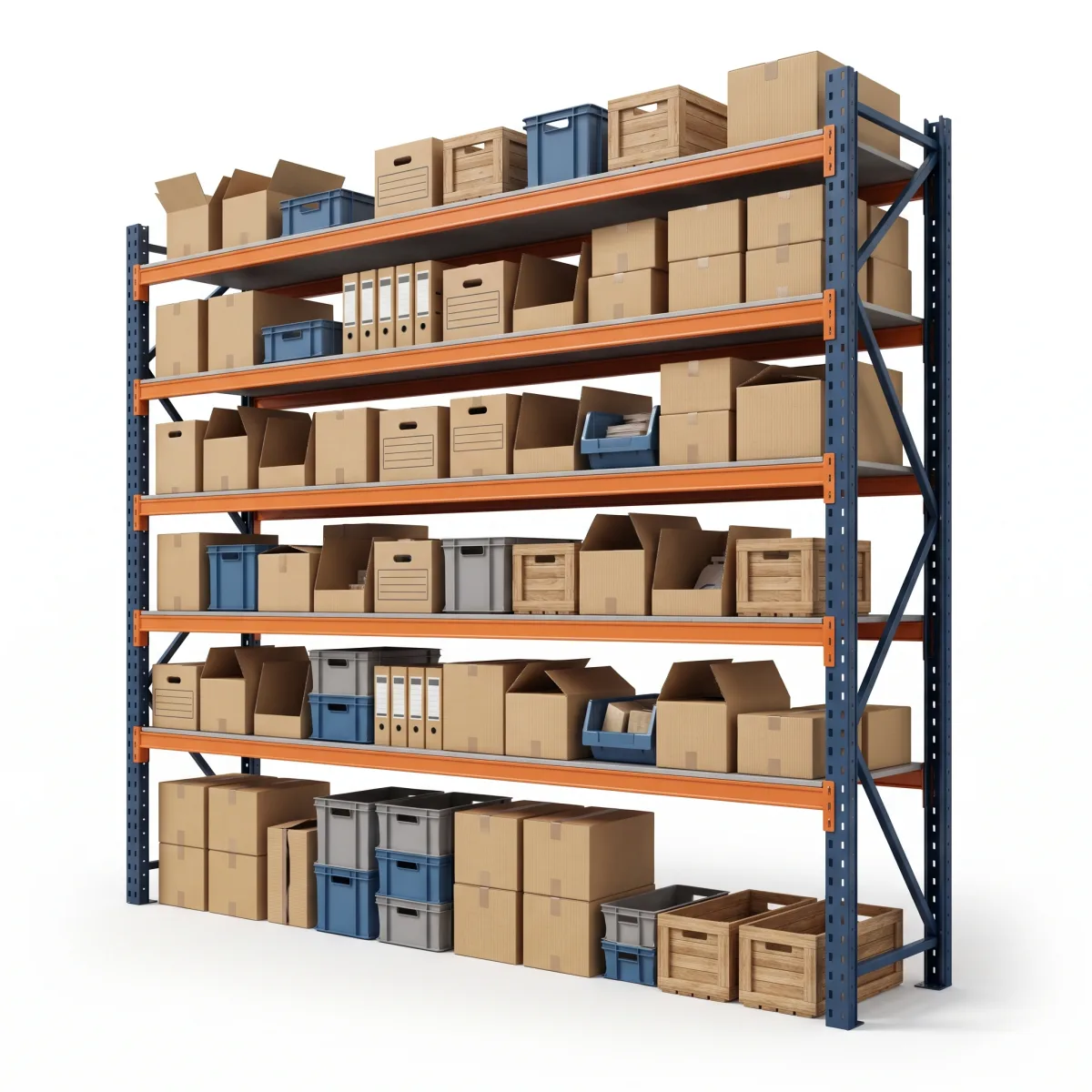 Racks Sélectifs Industriels 1000 kg · 5 Niveaux · 300x269 cm Bleu/Orange 15