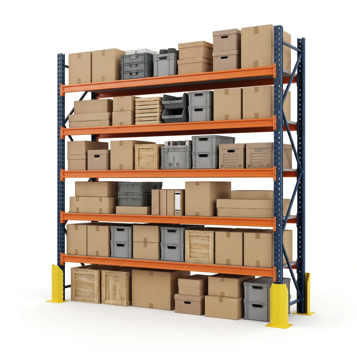 Racks Sélectifs Industriels 1000 kg · 5 Niveaux · 300x269 cm Bleu/Orange 2
