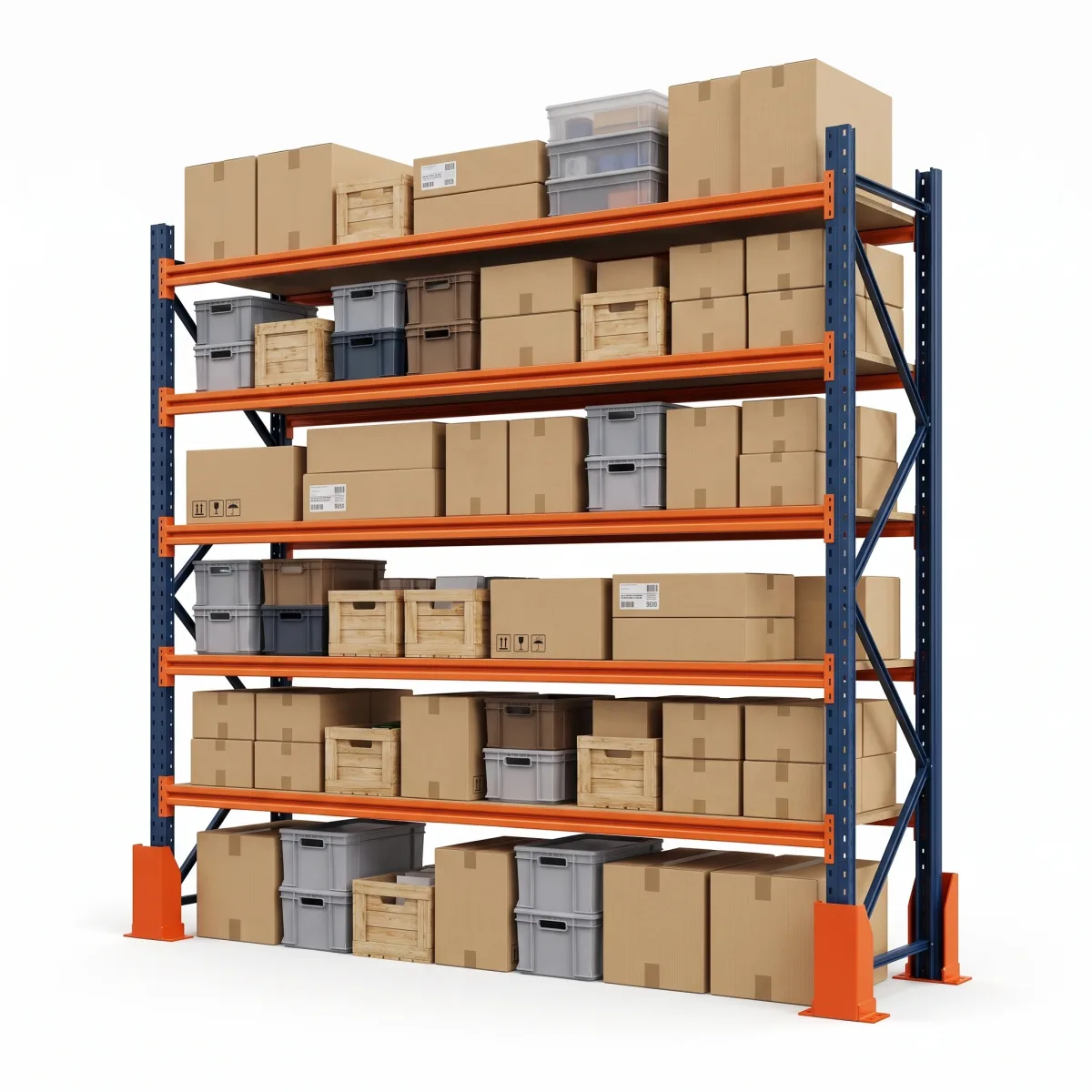 Racks Sélectifs Industriels 1000 kg · 5 Niveaux · 300x269 cm Bleu/Orange 5